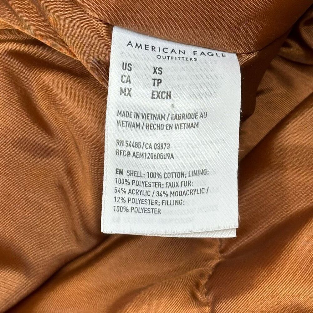 American Eagle rust corduroy hooded knee length jacket size XS - Picture 12 of 12